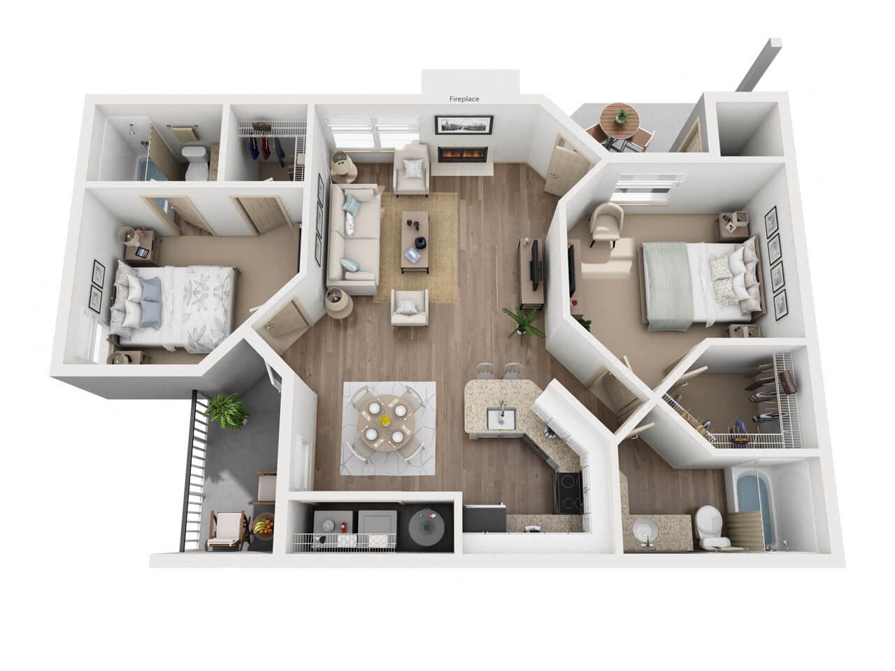 B2: 2 Bed 2 Bath floor plan